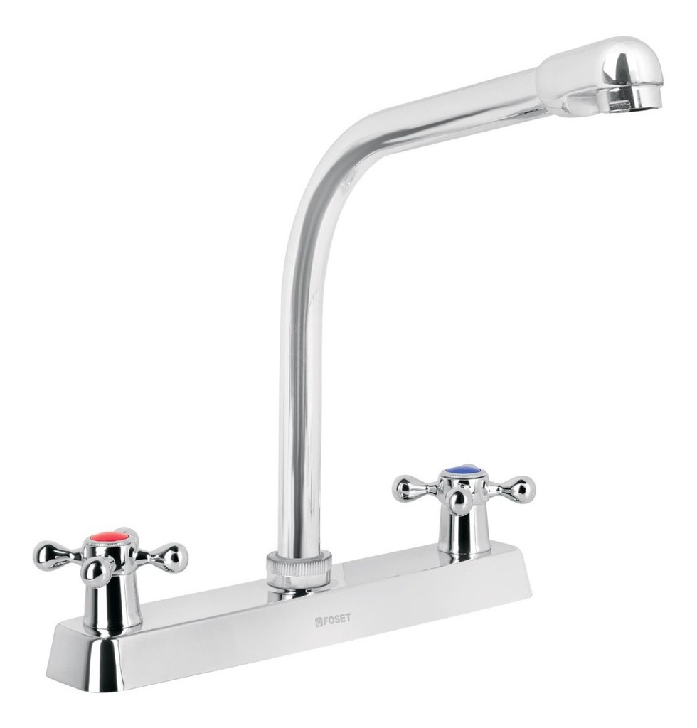 [TR-F-319E] Mezcladora P/fregadero, Cuello Cobra, Foset 45613 Acabado Cromado Color Plateado