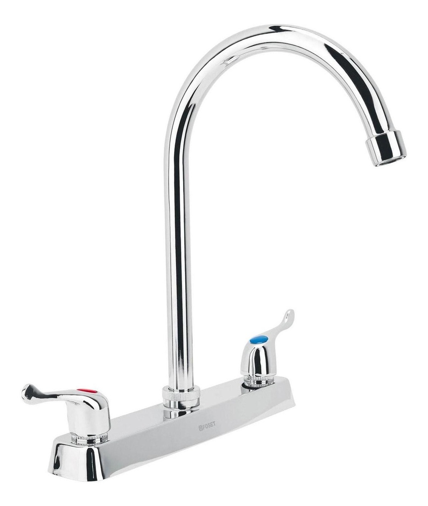 [TR-F-320P] Mezcladora P/ Fregadero, Palanca, Cuello Curvo, Foset 45618 Acabado Cromado Color Plateado