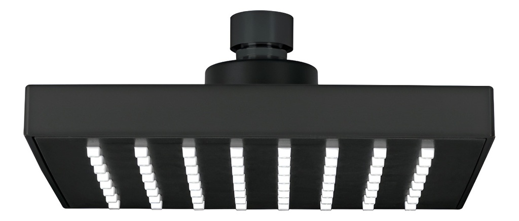 [TR-R-404SM] Regadera Cuadrada Abs 6'' Negro Cabeza Sola Foset 46747 Acabado Mate