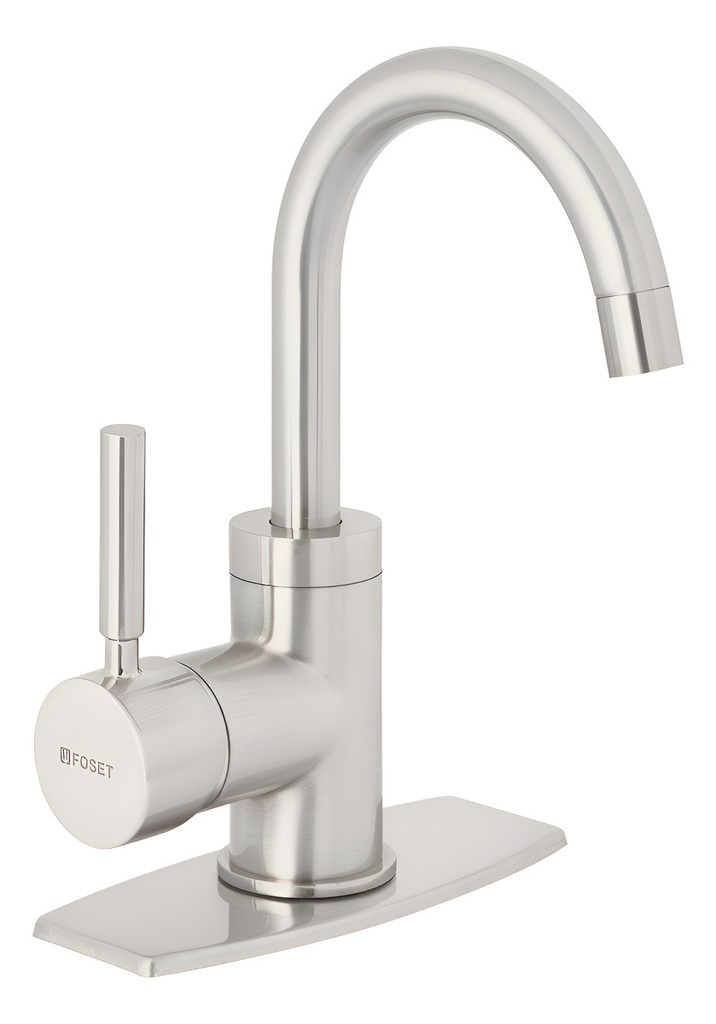 [TR-TBM-45N] Monomando Lavabo Tubig Satin Cuello Curvo Foset 46763 Gris Satin Truper