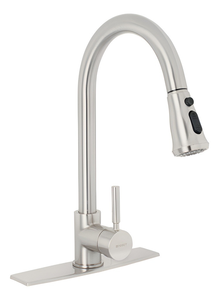 [TR-TBF-84N] Monomando Fregadero Tubig Satin Cuello Extraible Foset 46769 Gris Satin Truper
