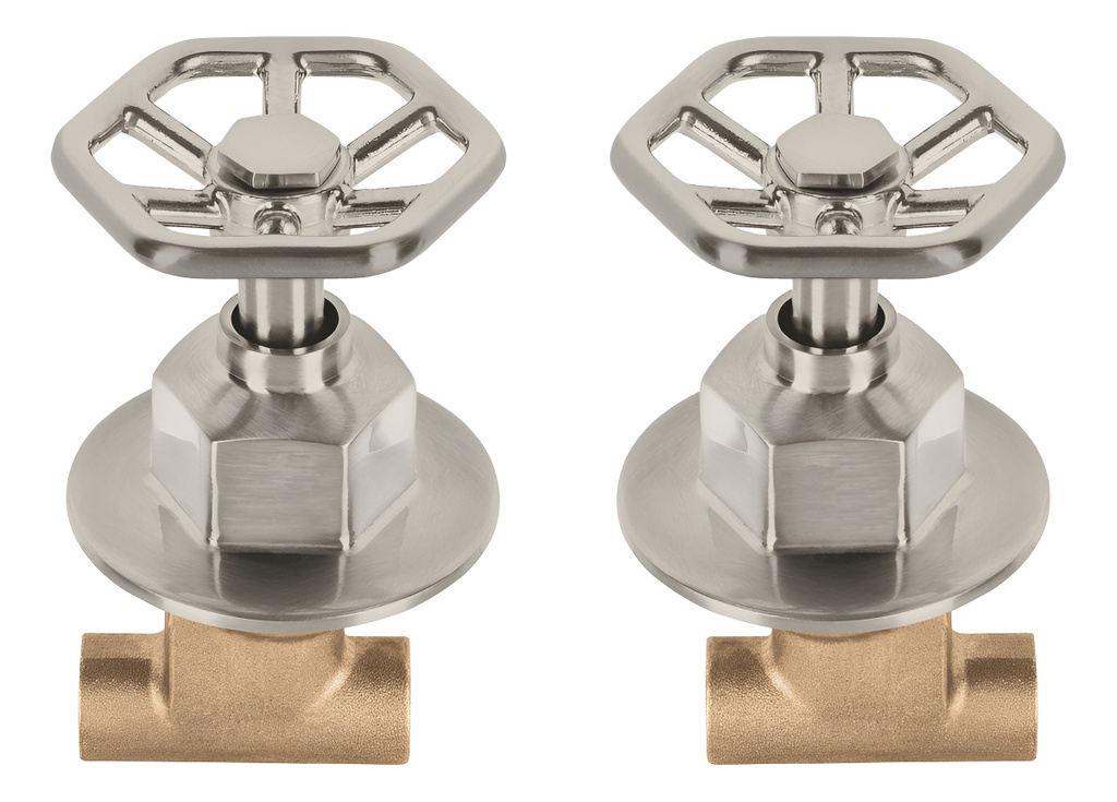 [TR-TBE-661N] Juego Manerales Redondos Soldable Regadera Satín Foset 46787 Color Gris Satinado