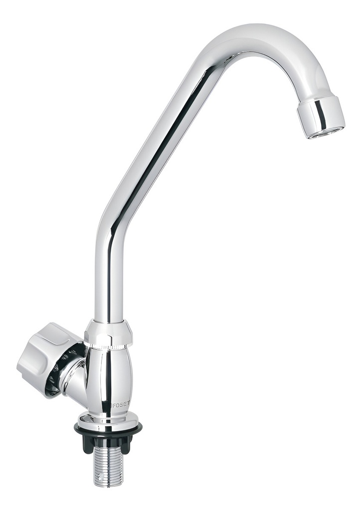 [TR-FP-312] Llave Individual Fregadero Abs Cuello Corto Foset 47379 Plateado Cromado Truper