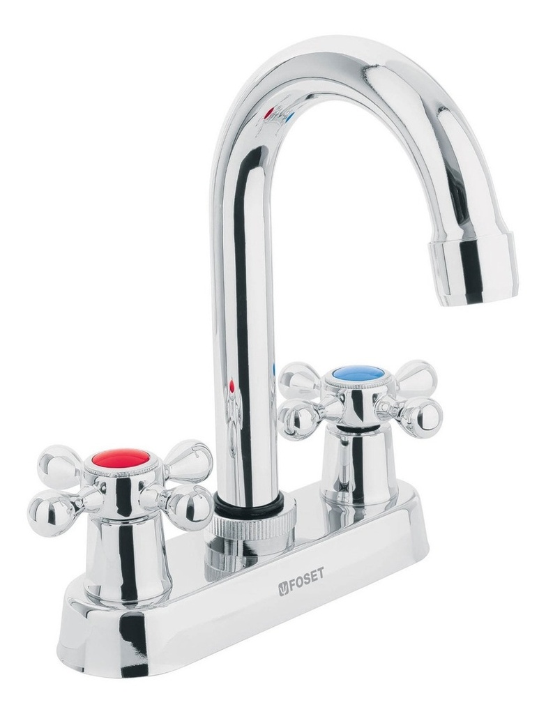 [TR-M-060E] Mezcladora Para Lavabo Manerales Cruceta C Bar Foset 47682 Acabado Cromado Color Plateado