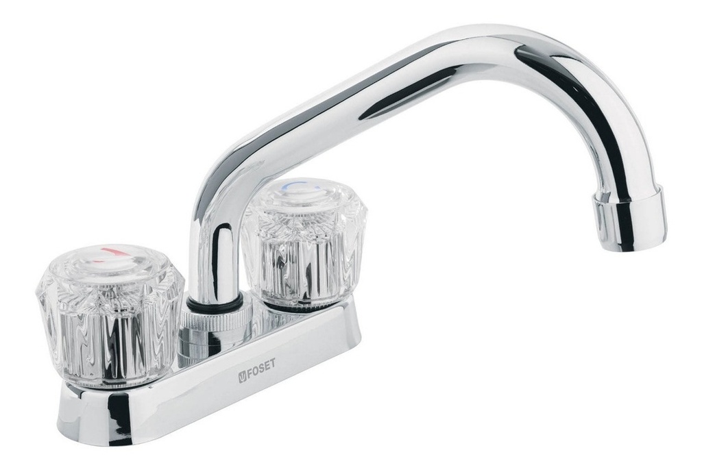 [TR-M-070A] Mezcladora P/lavabo Manerales Acrilico C Tubular Foset 47685 Acabado Cromado Color Plateado