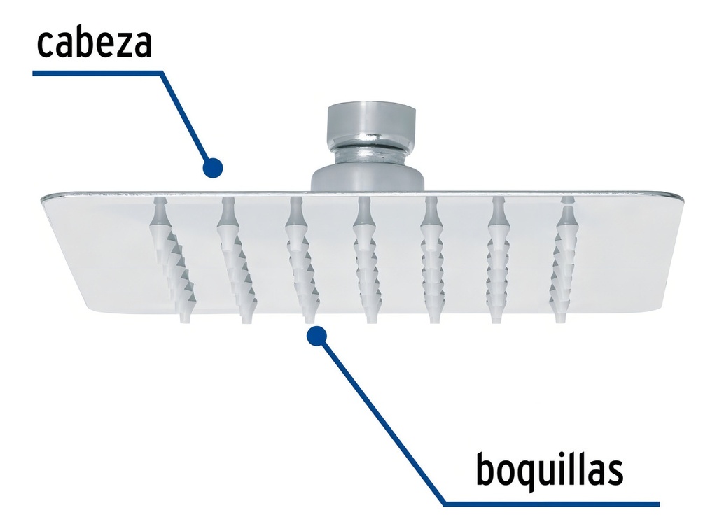 [TR-R-414S] Regadera Cuadrada 6 , Sin Brazo, Cromo, Foset 47737 Acabado Cromado Color Cromo