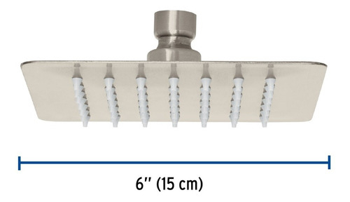 [TR-R-414SN] Regadera Cuadrada 6', Acero Inox, Sin Brazo, Satín Color Gris