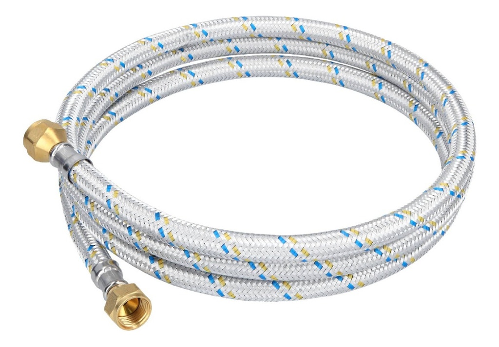 [TR-FGA-20] Manguera Aluminio Gas 3/8'' X 3/8'' 2 Mt Foset 49140 Color Plateado
