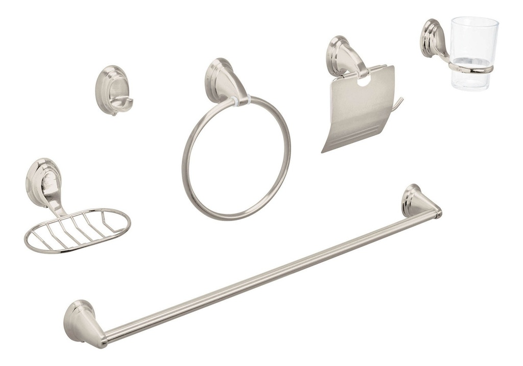 [TR-AQA-4003N] Juego De 6 Accesorios Baño Satin Chap. Ovalado Foset 49162