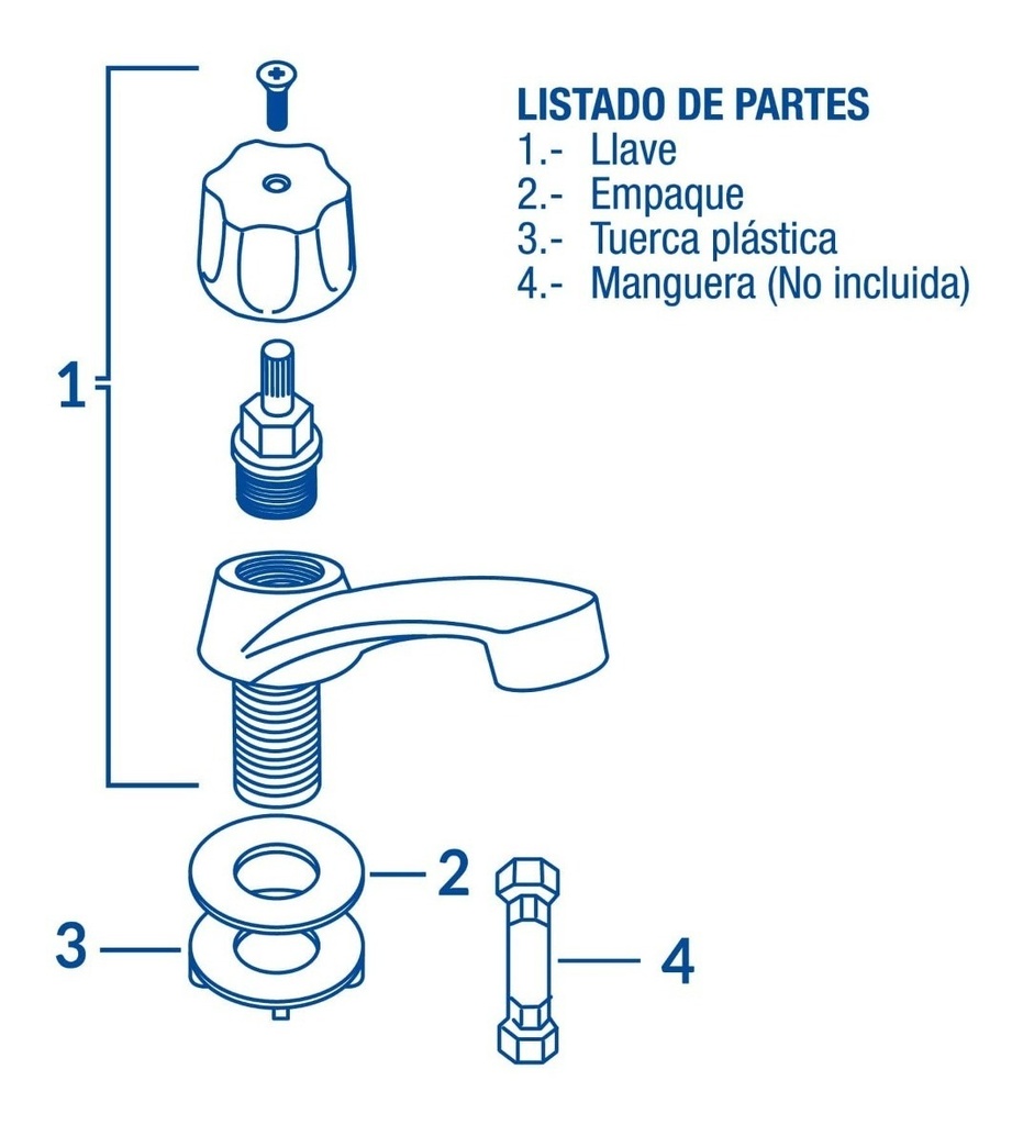 Llave Individual Para Lavabo Basic Foset 49229 Acabado Cromado Truper