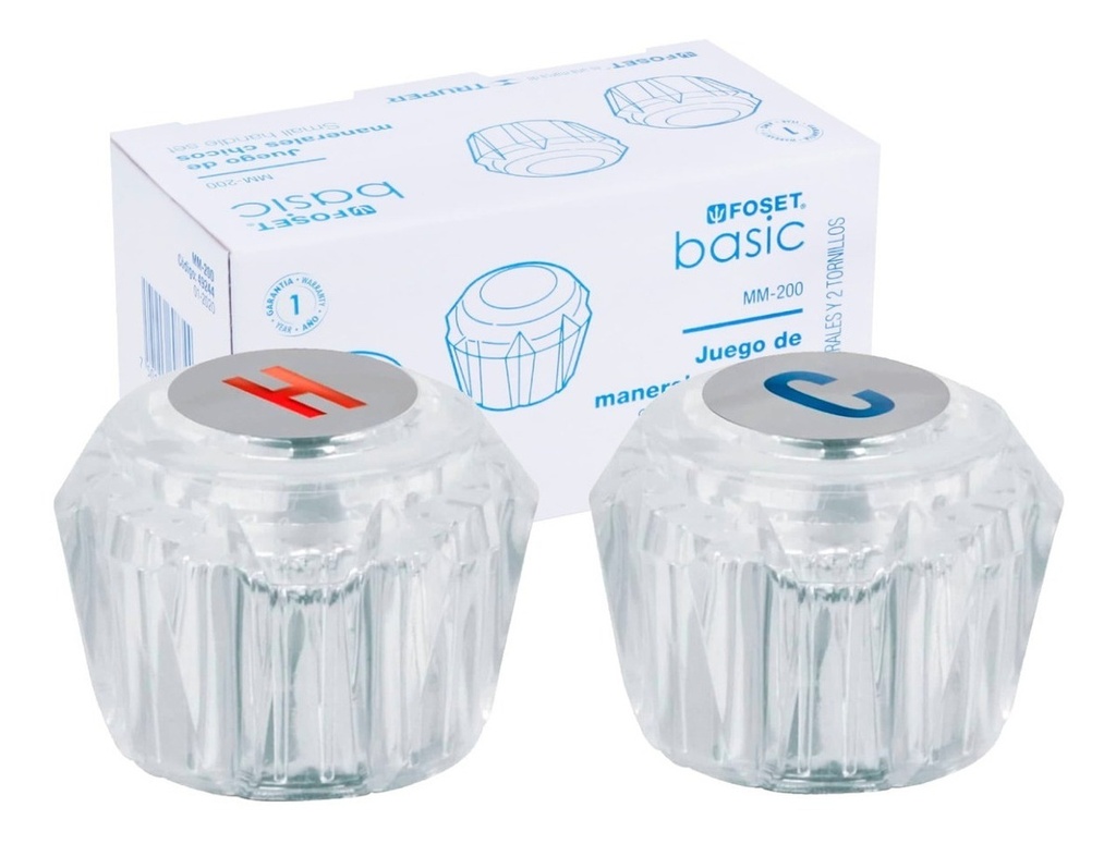 [TR-MM-200] Juego 2 Manerales Lavabo Y Fregadero, Acrílico,foset 49244 Blanco