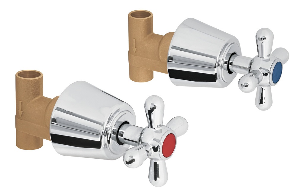 [TR-AQE-661] Juego Llaves Empotrar Soldable Maneral Cruceta Foset Aqe-661 Acabado Cromado