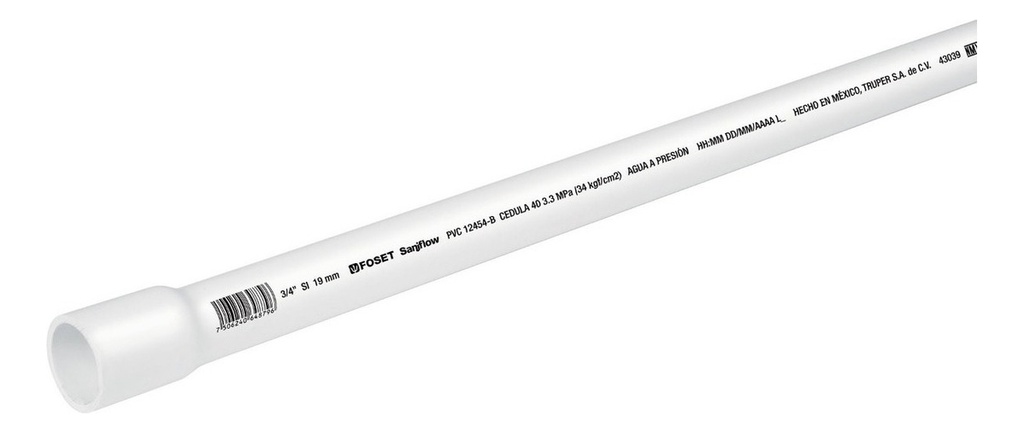 Tubo Hidraulico Cedula 40 3/4" 3pz De 1 Metro Foset 43039 Truper