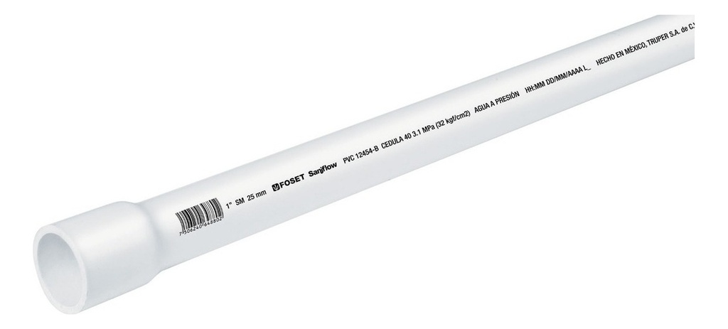 Tubo Hidraulico Cedula 40 1" 3pz De 1 Metro Foset 43040 Truper