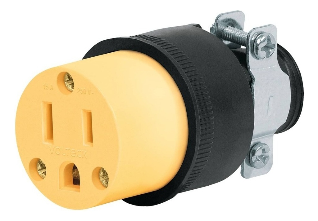 Contacto Industrial Plastico 2 Polos 3 Hilos 15a 127v Color Amarillo Truper