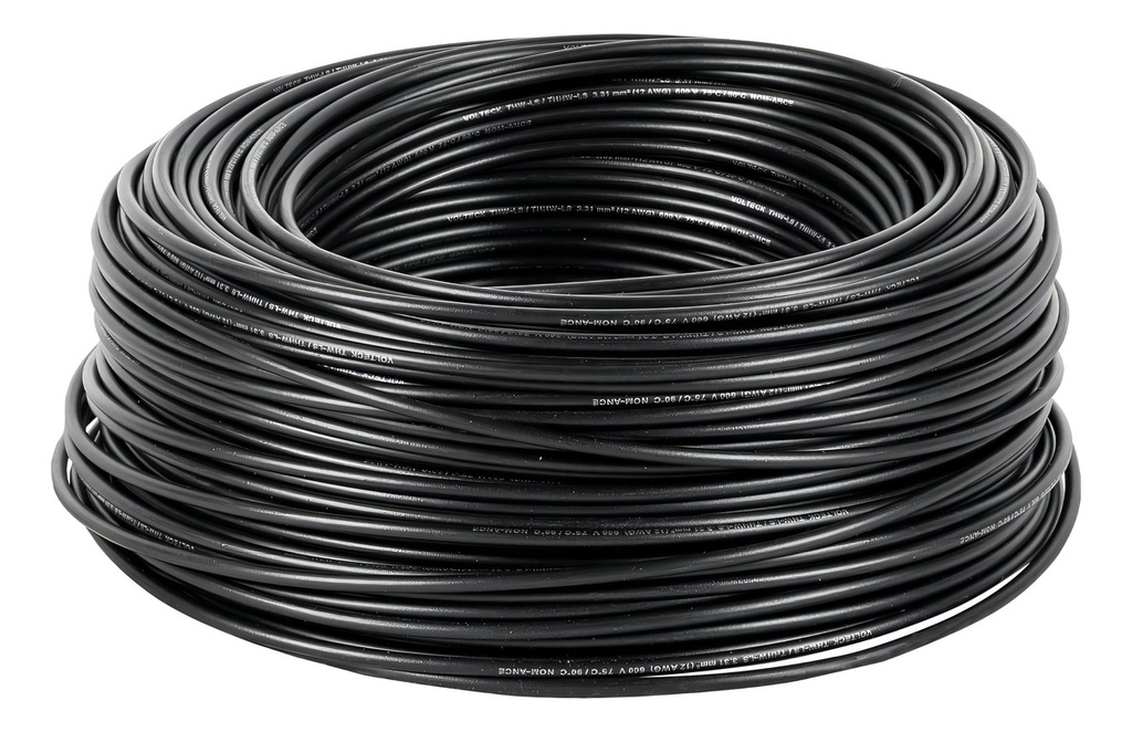 Rollo de 100 M de Cable Thhw-ls 12 Awg Volteck Color de la Cubierta Negro