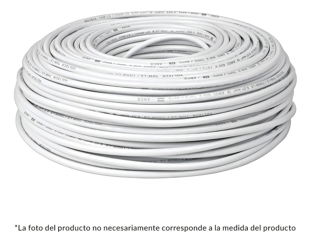 [TR-CAB-14B] Cable Thhw-ls, 14 Awg, Blanco Rollo 100 M Volteck 46057