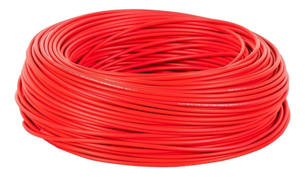 [TR-CAB-14R] Cable Thhw-ls, 14 Awg, Color Rojo Rollo 100 M Volteck 46061