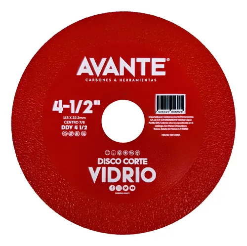Disco 4-1/2" Diam Para Vidrio Avante Disco de Corte Avante de 4-1/2 Pulgadas