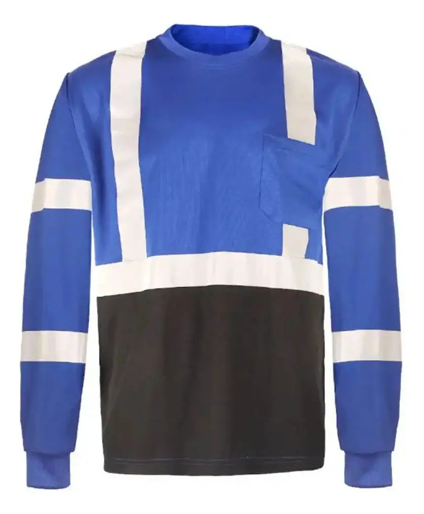 Playera Alta Visibilidad Azul Rey/negro – Manga Larga – Talla Chica