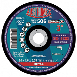 Disco de Corte para Metal Austromex 506 para Metal