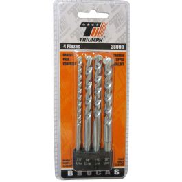 Juego Brocas para Concreto 4 Pz Triumph para Block y Tabique
