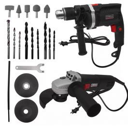 [CM-2344] Kit Taladro 3/8" + Esmeriladora 4-1/2" 880W Foreman FO1695