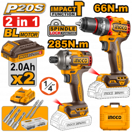 Combo Rotomartillo + Atornillador 20V Ingco UCKLI20277 Kit