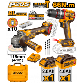 [CM-3704] Combo Rotomartillo + Esmeriladora 4-1/2" 20V Ingco UCKLI20273