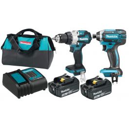Combo Rotomartillo + Atornillador 18V Makita DHP489 + DTD152