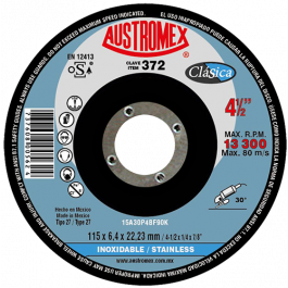 Disco Desbaste Acero Inoxidable 4-1/2" Austromex 372