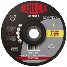 Disco de Desbaste Metal 7" Austromex 3811 para Esmeriladora Angular