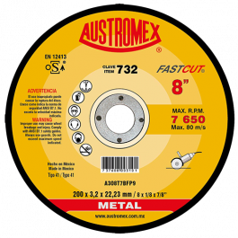 Disco Corte Metal 8" Austromex 732 para Tronzadora