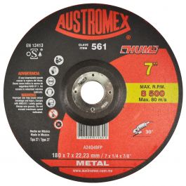 Disco para Desbaste de Metal 7" Austromex 561 Óxido de Aluminio