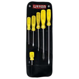 Juego de Desarmadores 6 Piezas Urrea 1056 Phillips y Planos Mango Ámbar