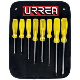 Juego de Desarmadores 8 Piezas Urrea 1162 Phillips y Planos Mango Ámbar