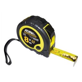 Flexómetro 8m × 25mm Adir AD-335 Cuerpo de Goma para Obra
