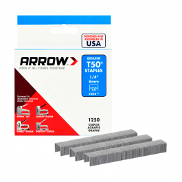 Grapas T50 1/4" #504 Arrow 1250pz para Engrapadora Profesional