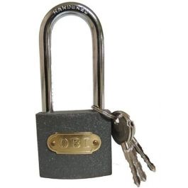 [CM-5854] Candado Tetra 38 mm Gancho Largo OBI 216568 Hierro Gris Antirrobo