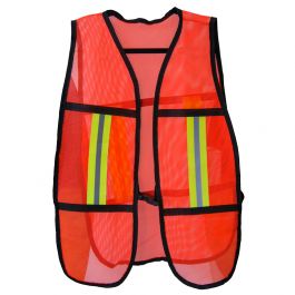 [CM-2420-C] Chaleco Reflejante Seguridad Malla Naranja para Tránsito y Obra