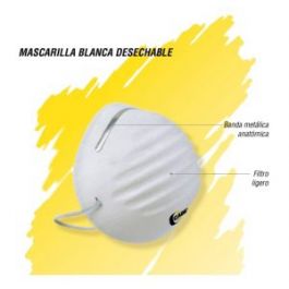 [CM-1716] Mascarilla Blanca Económica Cabel Caja 50 Pz Contra Polvo