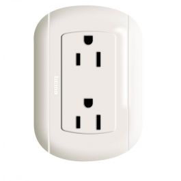 Base Dúplex Bticino P38 2P+T 15A 127/220V Blanco 3 Módulos