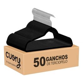 [CM-5526] Ganchos Terciopelo Antideslizantes 50 Pzs Cuory CUOH-GA3 para Ropa