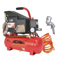 Combo Compresor 2 HP 10 L Adir 2001 con Pistola y Manguera Incluidas