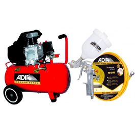 Combo Compresor 50 L Adir AD-204 con Pistola y Manguera para Pintar