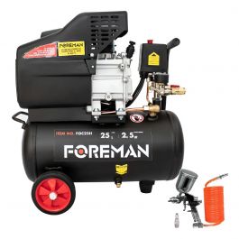 Compresor 2.5 HP 25 L Foreman FOC25H con Pistola y Manguera