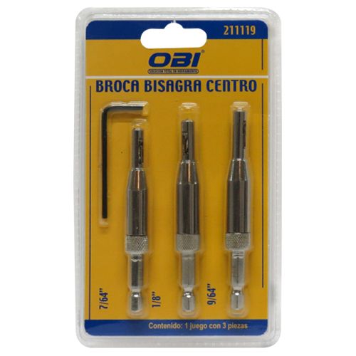 [OB-211119] Broca para Bisagras Centro  OBI Juego 3 Pzas para Madera