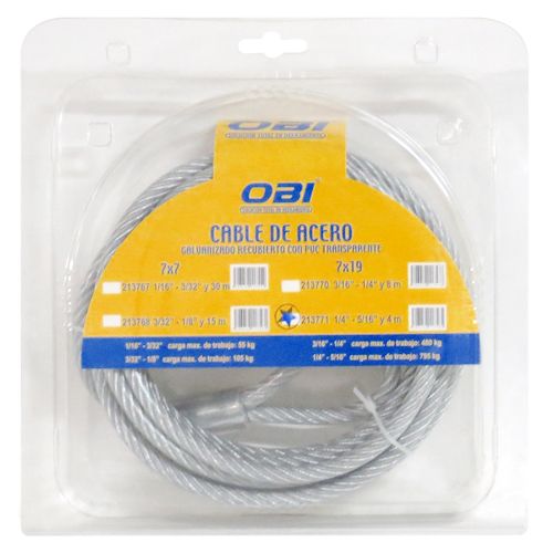 [OB-213771] Cable de Acero Plastificado 7×19 1/4"-5/16" x 4m Blíster