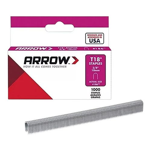 Grapa para Clavadora T18 3/8" OBI Arrow Caja 1000 Pzas para Madera