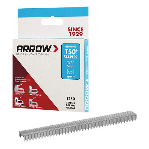 Grapa Uso Medio y Rudo 1/4" OBI Arrow Caja 1250 Pzas para Madera